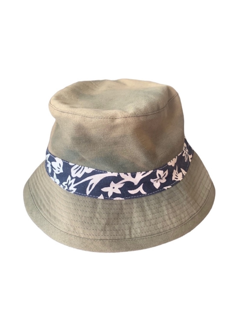 Hawaiian Khaki Bucket Hat Aloha Floral Printed Band Size M‎